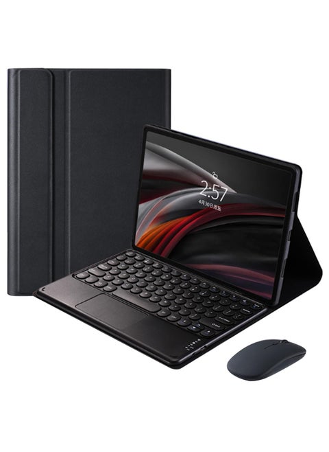 [3 in 1] Arabic and English Keyboard Case for Xiaomi Pad 6/6 Pro 11.0 inch Tablet with Mouse, Folio Keyboard Case Cover with Cute Round Key Wireless Detachable TouchPad Keyboard & Mouse, Black