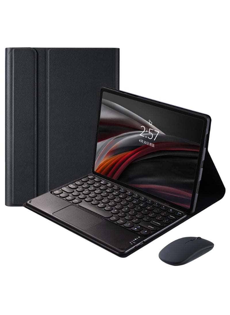 Aookay - [3 in 1] Arabic and English Keyboard Case for Xiaomi Pad 6/6 Pro 11.0 inch Tablet with Mouse, Folio Keyboard Case Cover with Cute Round Key Wireless Detachable TouchPad Keyboard & Mouse, Black - Image 1