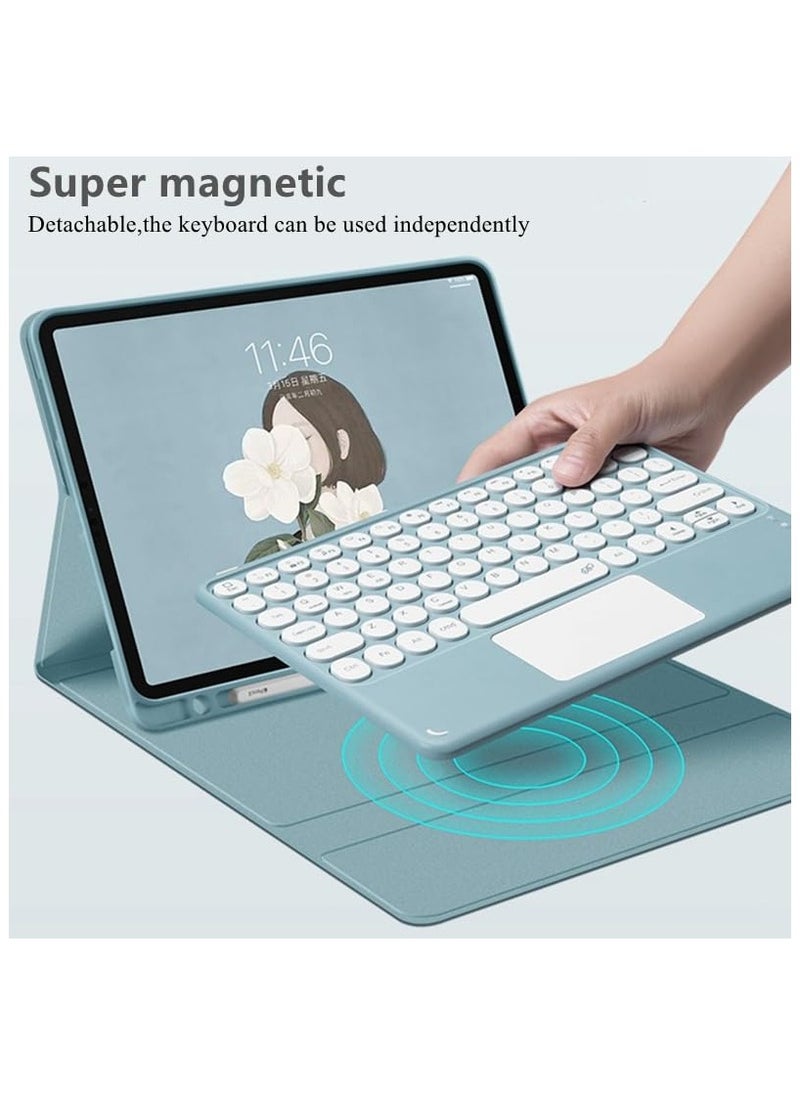 Aookay - [3 in 1] Arabic and English Keyboard Case for Xiaomi Pad 6/6 Pro 11.0 inch Tablet with Mouse, Folio Keyboard Case Cover with Cute Round Key Wireless Detachable TouchPad Keyboard & Mouse, Black - Image 1