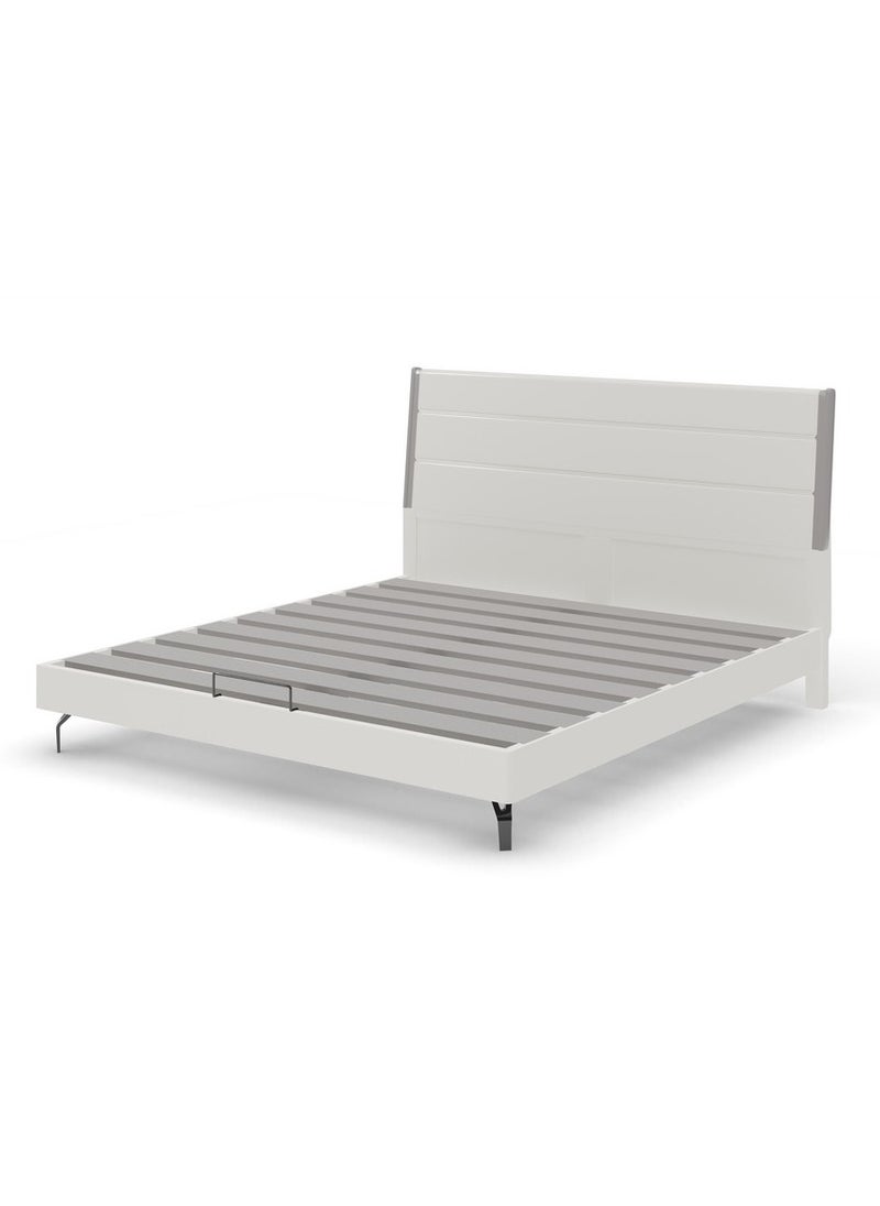 ROYALOAK Royaloak Oliver Queen Size Bed | MDF Construction | Queen-Size Bed | Leatherette Upholstery | Elegant High-Gloss Finish | Modern Design | Durable & Long-lasting  - Image 1