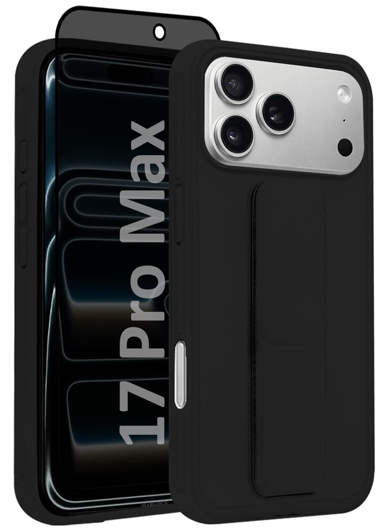 CATANES 2 Packs Premium PU Leather Case for iPhone 17 Pro Max with Stand Function Shockproof and Anti Scratch Finger Grip with Privacy Screen Protector - Image 2