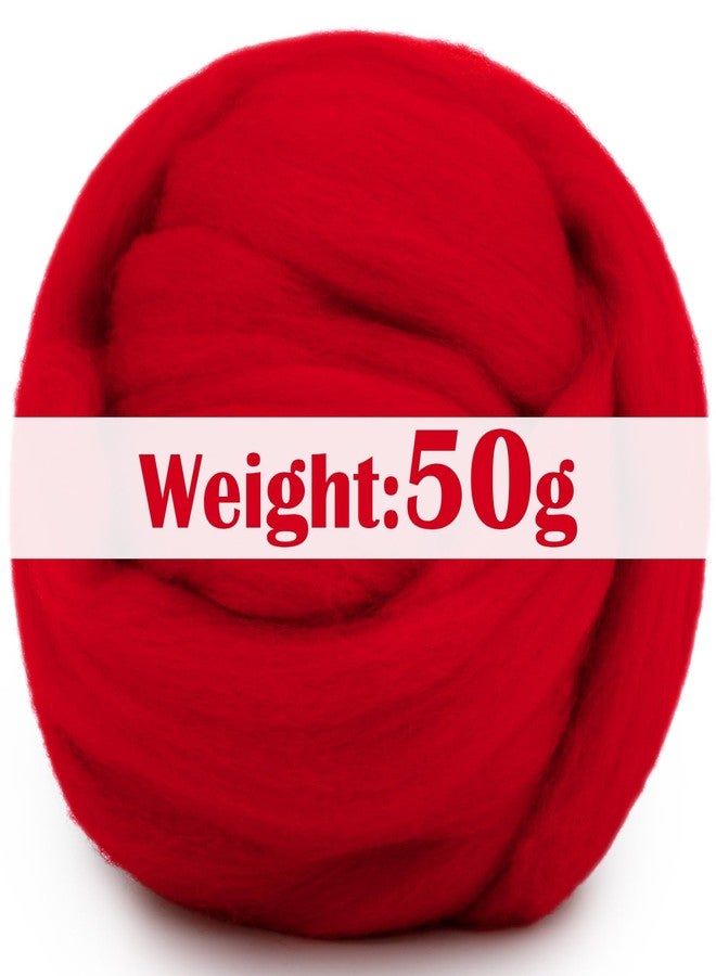 Mayboos Wool Roving Yarn, 1.76oz Colored Natural Wool Roving,Wool Felting Supplies Pure Wool Chunky Yarn for Wet Felting handcrafts and Spinning (Red Color) - Image 2