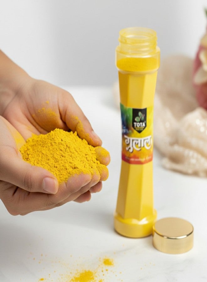 Tota Gulal Tower Bottle 125g - Yellow Natural Multicolour Holi Gulal | Organic Holi Colour Powder | Natural and Herbal Gulal | Rangoli Color | High-quality Gulal Powder Yellow (Pack Of 1) - Image 2