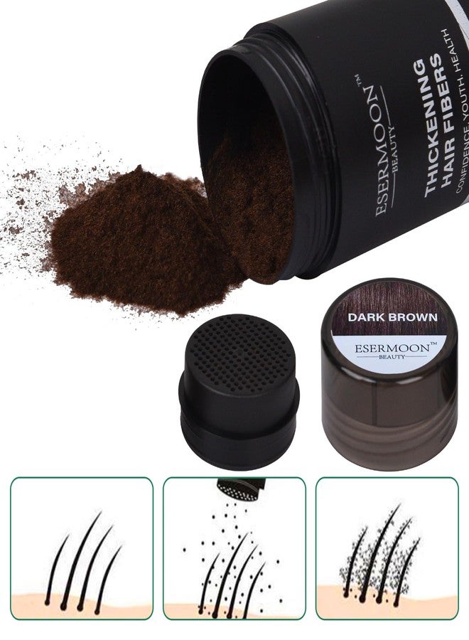 Esermoon Hair Fibers (28g), Hair Fibers for Thinning Hair, Hair Building Fibers, Hairpiece Filler, Increase Hair Density, Styling Powder for Women & Men, Hair Makeup, Premium Formula Thickening (DARK BROWN) - Image 3