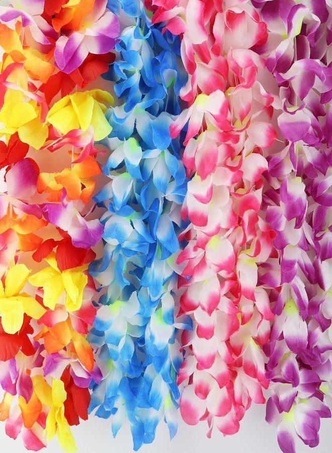 Aacehlh 4 Pcs Hawaiian Leis,Hawaiian Flower Leis Necklace Bracelets Headband Set for for Hawaiian Luaus Party,Birthday Party,Graduation Party, Dance Party (Purple) - Image 4
