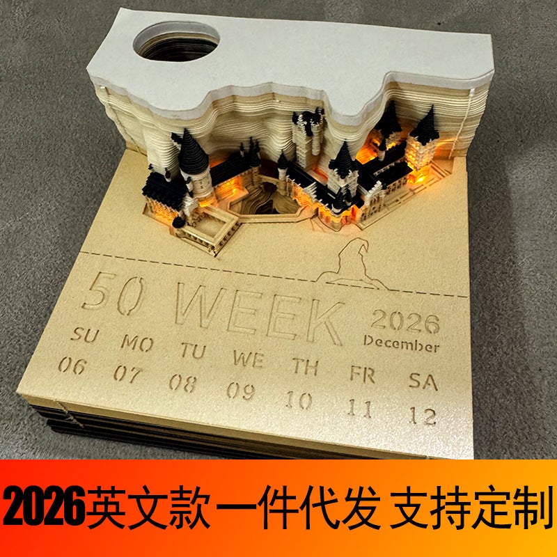 2026 Harry Potter 3D Stereo Sticky Notes English Version Ornaments Hogwarts Sticky Notes Calendar Hand-Tearable Gift - Image 2