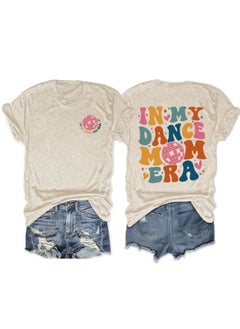 Fashionable Short Sleeve T-shirt For Women In My Dance Mom Era Ball New Style Crew Neck Tee Sand color front chest (color picture)