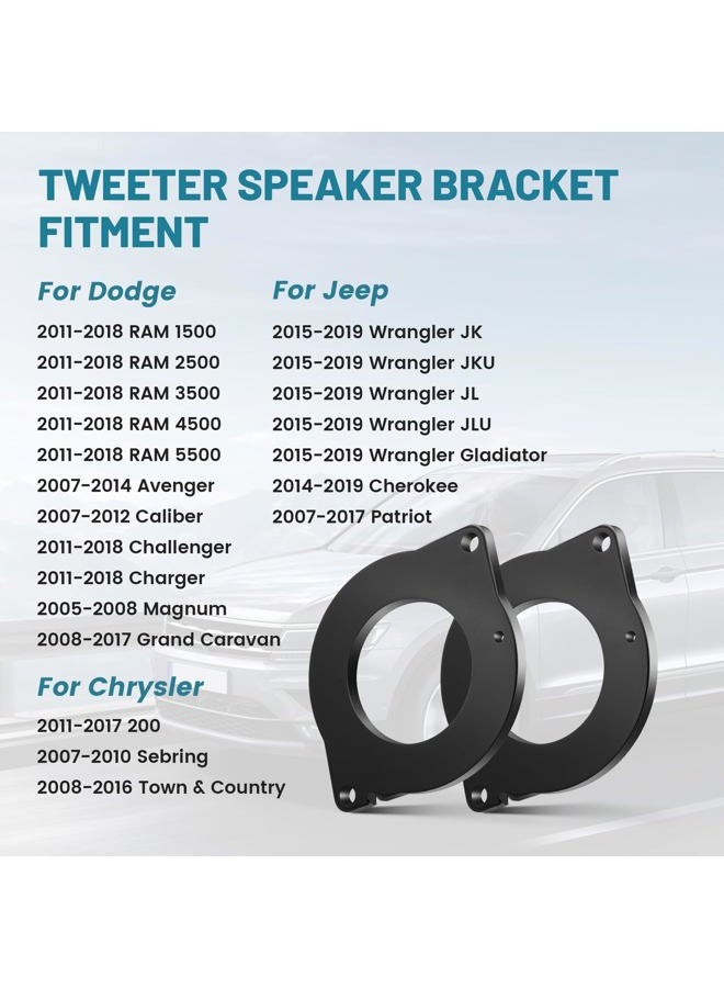 NuIth 3 Inch Front Dash Speaker Adapter for 2007-2019 Jeep/2005-2019 Dodge/2011-2018 Ram/2007-2017 Chrysler Replacement Center Dashboard 3" Tweeter Speaker Spacer Ring - Image 3