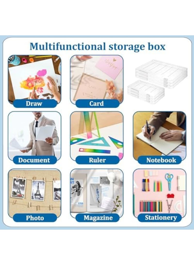 SYOSI 6 Pcs Portable Clear Plastic A4 A5 Document Storage Boxes, Multi-Purpose File Folder Organizers for Office, Craft, Art Supplies, Magazines, Project Files Holder (3 A4+3 A5) - Image 2