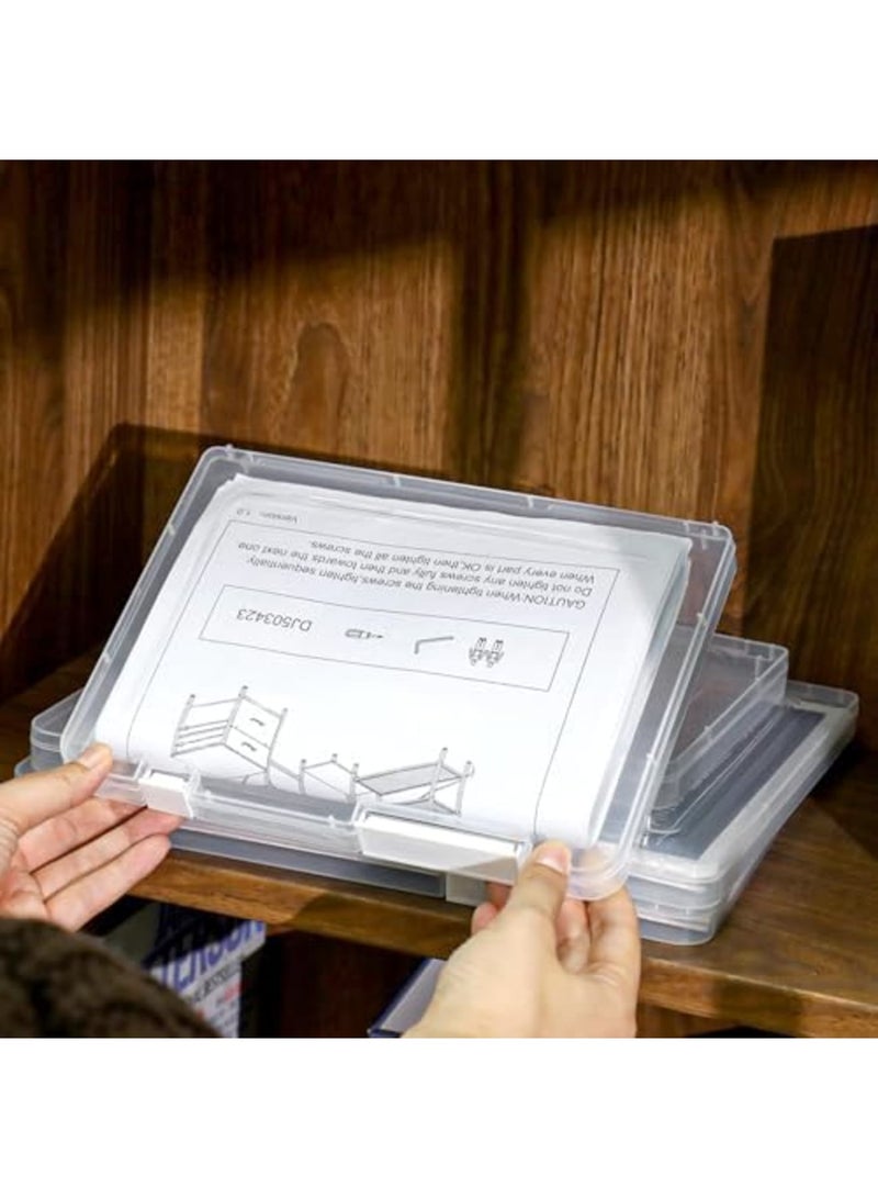 SYOSI 6 Pcs Portable Clear Plastic A4 A5 Document Storage Boxes, Multi-Purpose File Folder Organizers for Office, Craft, Art Supplies, Magazines, Project Files Holder (3 A4+3 A5) - Image 3