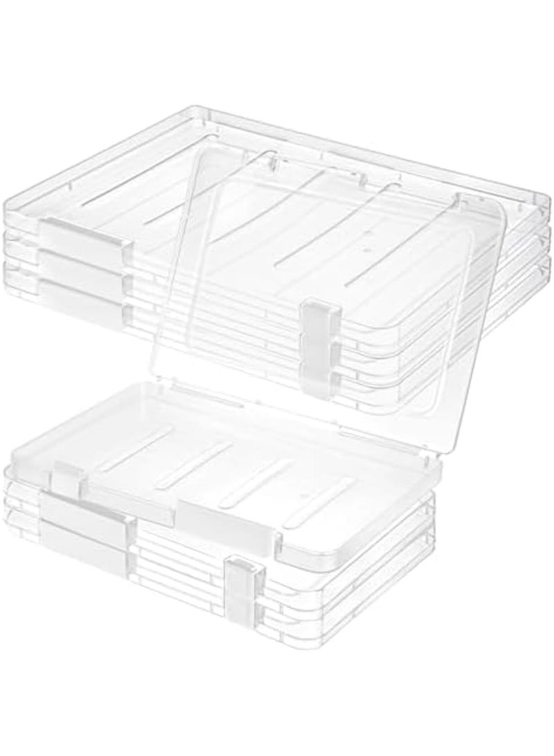 SYOSI 6 Pcs Portable Clear Plastic A4 A5 Document Storage Boxes, Multi-Purpose File Folder Organizers for Office, Craft, Art Supplies, Magazines, Project Files Holder (3 A4+3 A5) - Image 1