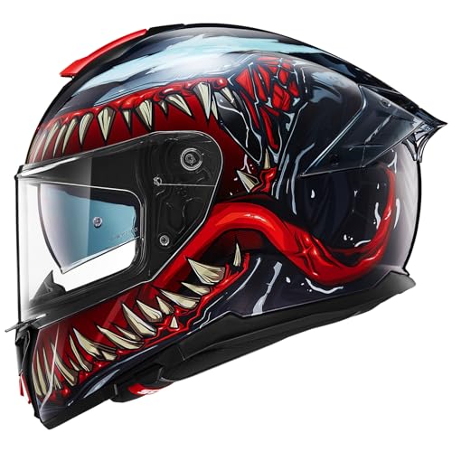 ILM Full Face Dual Visor Motorcycle Helmets with Rear Wing Pinlock Compatible Motorbike Street Bike Helmet DOT Men Women Model 861A (TheNight, S) - Image 1