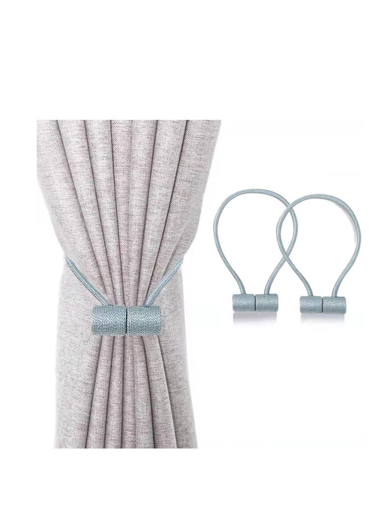 SYOSI Magnetic Curtain Tiebacks Clips, Blue 4Pcs Curtain Holdbacks, Decorrative Drapery Rope Tie Backs, for Home Office Decorative Blackout Sheer Twist Curtain Window Decor - Image 1