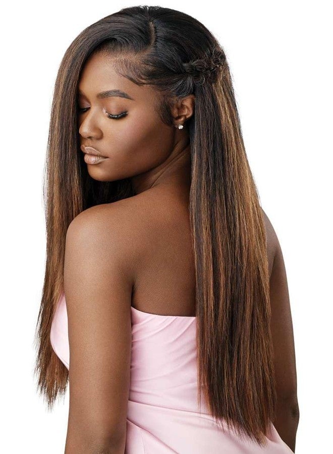 Outre Airtied 100% Fully Hand-Tied Wig - Human Hair Blend - Perm Yaki 26" (DRST MAPLE BROWN) - Image 5