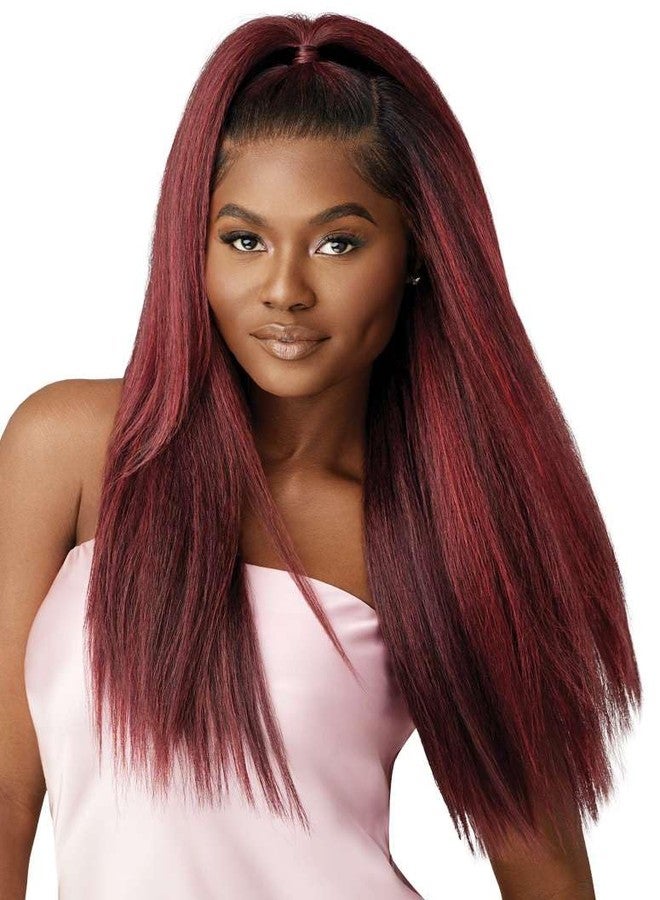 Outre Airtied 100% Fully Hand-Tied Wig - Human Hair Blend - Perm Yaki 26" (DRST MAPLE BROWN) - Image 3