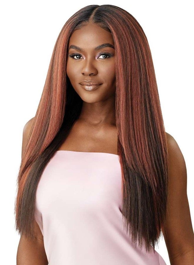 Outre Airtied 100% Fully Hand-Tied Wig - Human Hair Blend - Perm Yaki 26" (DRST MAPLE BROWN) - Image 1