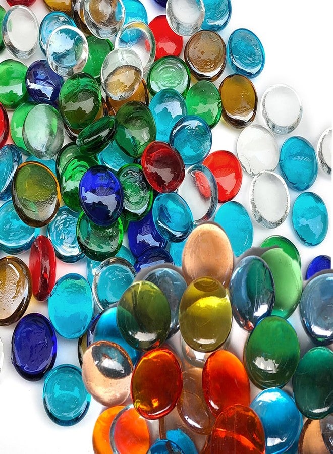 Yzzyemn 12 OZ Flat Glass Pebbles for Vase, Glass Beads,Vase Filler Beads,Small Flat Glass Marbles, Aquarium Pebbles Beads, Tank Glass Rocks,Color Mixed Glass Gem Stones for Home Decorative Art Craft - Image 1