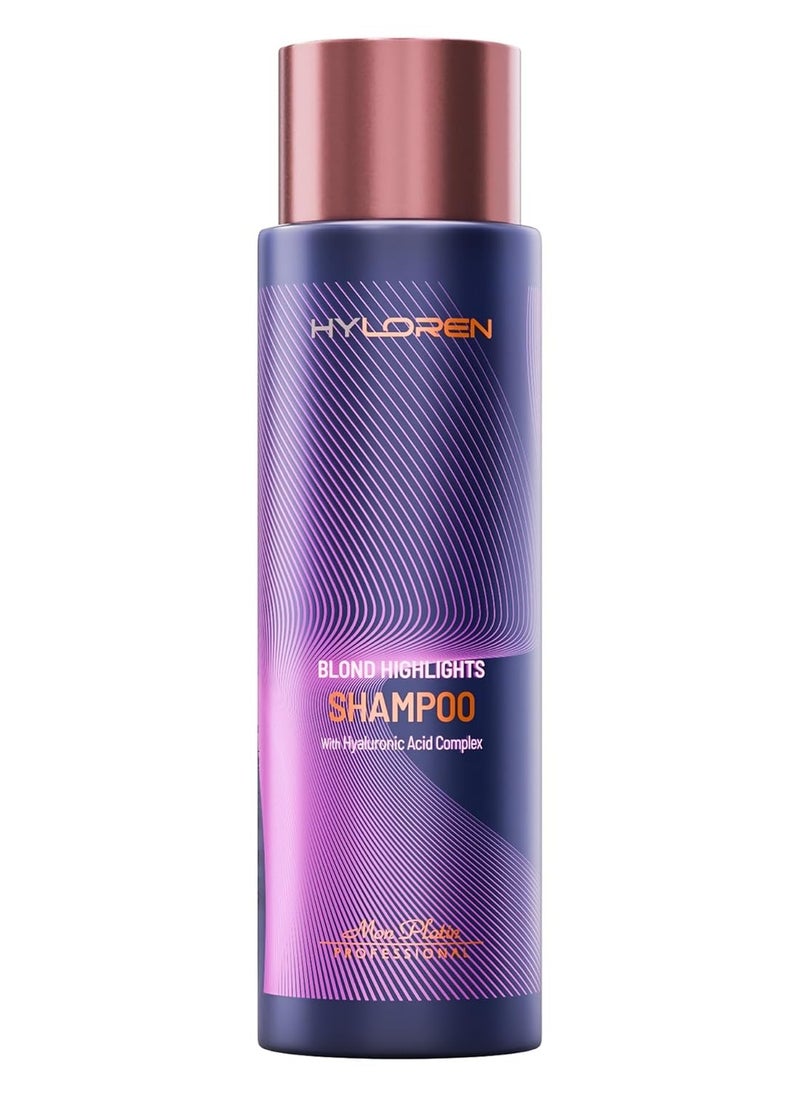 Mon Platin Professional - Mon Platin Professional HY Loren Blond Hair Shampoo with Hyaluronic Acid for Blond & Highlighted Hair, Shampoo for Blond Hair, SLS/SLES Free, Moisturizing Shampoo, Purple Shampoo, 500ml - Image 1