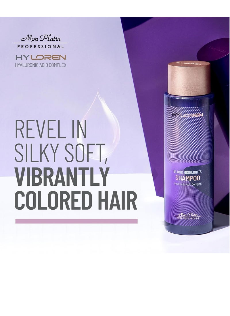 Mon Platin Professional - Mon Platin Professional HY Loren Blond Hair Shampoo with Hyaluronic Acid for Blond & Highlighted Hair, Shampoo for Blond Hair, SLS/SLES Free, Moisturizing Shampoo, Purple Shampoo, 500ml - Image 1