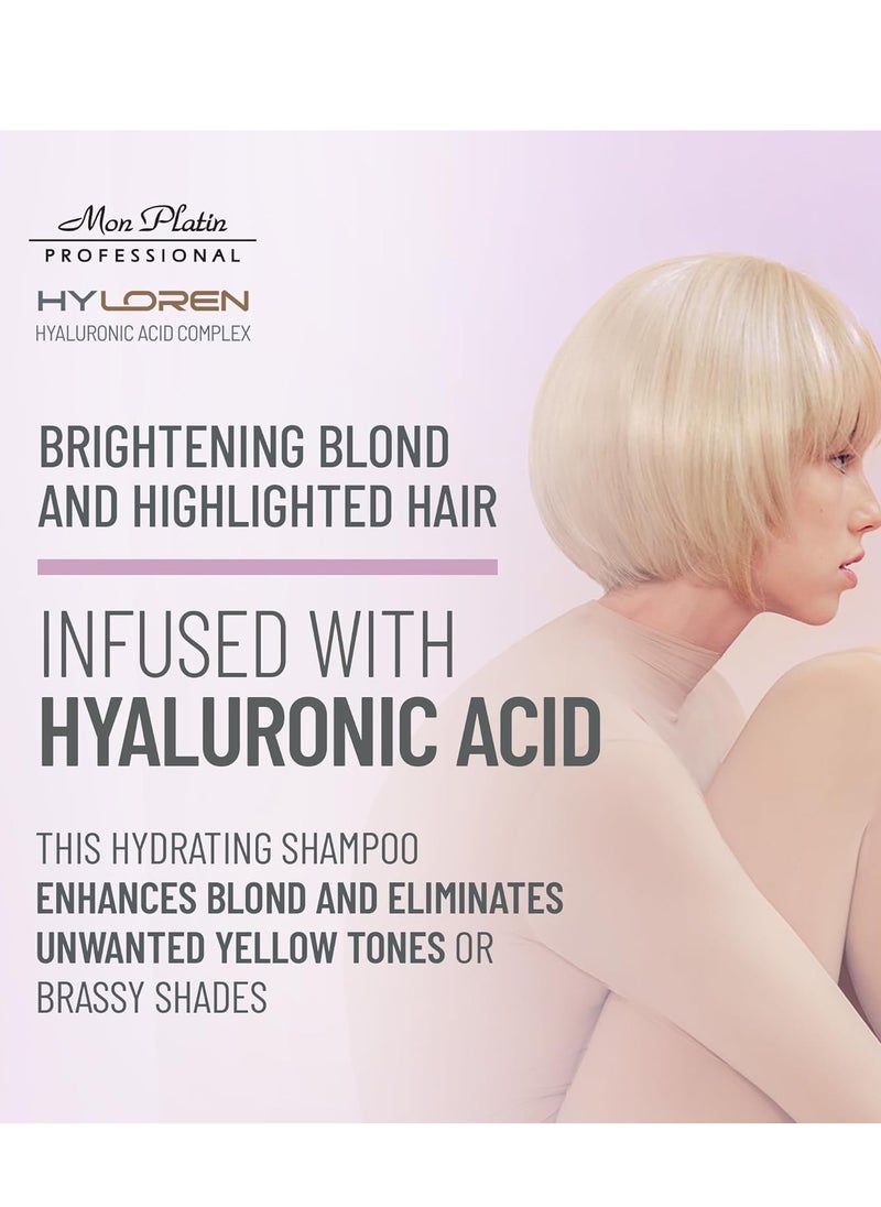 Mon Platin Professional - Mon Platin Professional HY Loren Blond Hair Shampoo with Hyaluronic Acid for Blond & Highlighted Hair, Shampoo for Blond Hair, SLS/SLES Free, Moisturizing Shampoo, Purple Shampoo, 500ml - Image 1