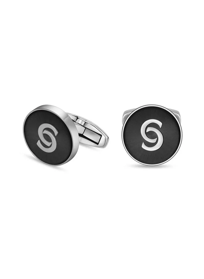 CERRUTI 1881 Davide Silver and Black Motif Cufflinks for Men