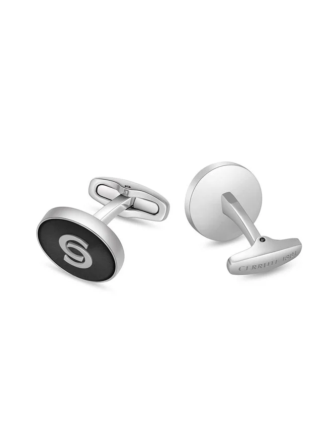 CERRUTI 1881  Davide Silver and Black Motif Cufflinks for Men for Men | Best Price UAE