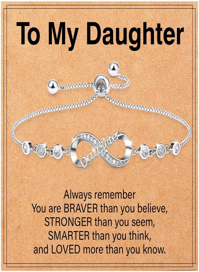 Lamyba Daughter Gifts, To My Daughter Bracelet from Mom and Dad, Gifts for Daughter for Christmas/Birthday/Valentine' Day, Infinity Love Heart Bracelets for Women, Adjustable - Image 1
