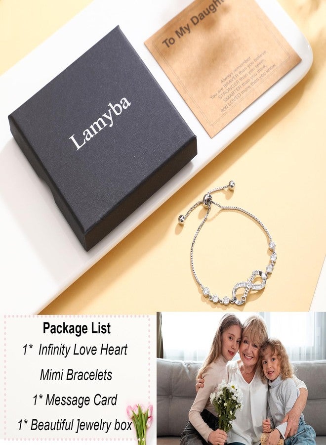 Lamyba Daughter Gifts, To My Daughter Bracelet from Mom and Dad, Gifts for Daughter for Christmas/Birthday/Valentine' Day, Infinity Love Heart Bracelets for Women, Adjustable - Image 3