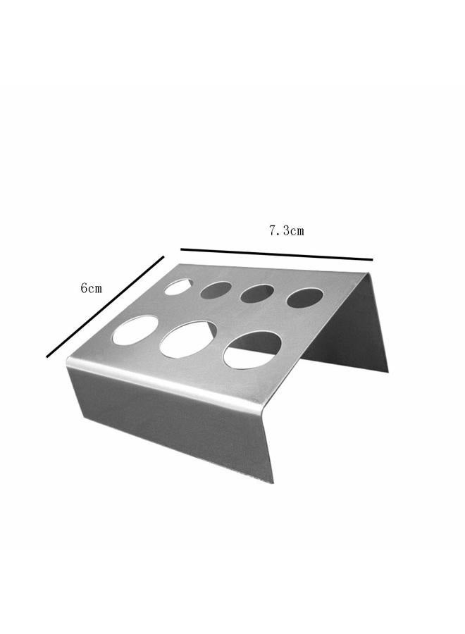 lasenersm 2 Pieces Tattoo Ink Cup Holder Tattoo Pigment Holder Tattoo Pigment Cup Holder 7 Holes Tattoo Ink Cup Holder Tattoo Machine Pen Holder Stand Tattoo Pigment Ink Cap Holder, Silver - Image 2