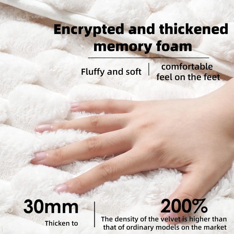 Lullaxx Premium Bathroom Rug,Bath Mat Super Absorbent,Non Slip,Machine Washable Mat,Plush Cloud,Thickened 30MM for Ultimate Comfort,40 * 60cm (off white) - Image 4