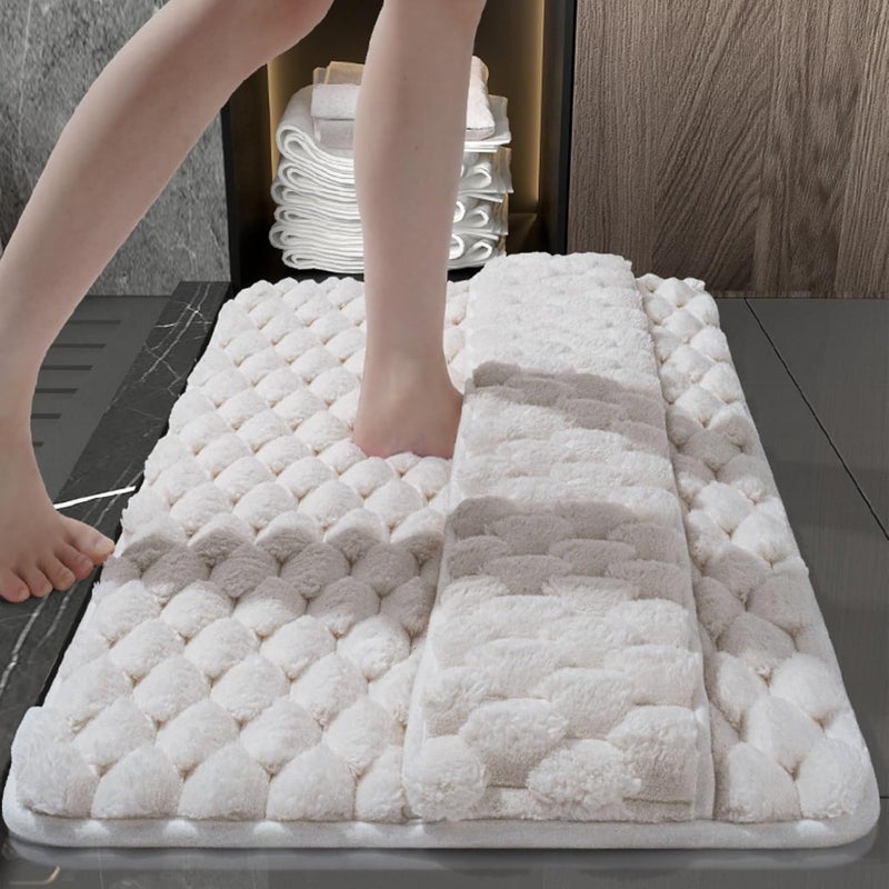 Lullaxx Premium Bathroom Rug,Bath Mat Super Absorbent,Non Slip,Machine Washable Mat,Plush Cloud,Thickened 30MM for Ultimate Comfort,40 * 60cm (off white) - Image 1