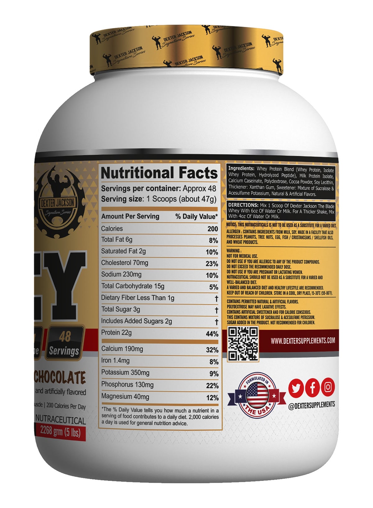 Dexter Jackson Gold Series The Blade Whey 5Lbs Milk Chocolate - Ultra Premium Protein Blend