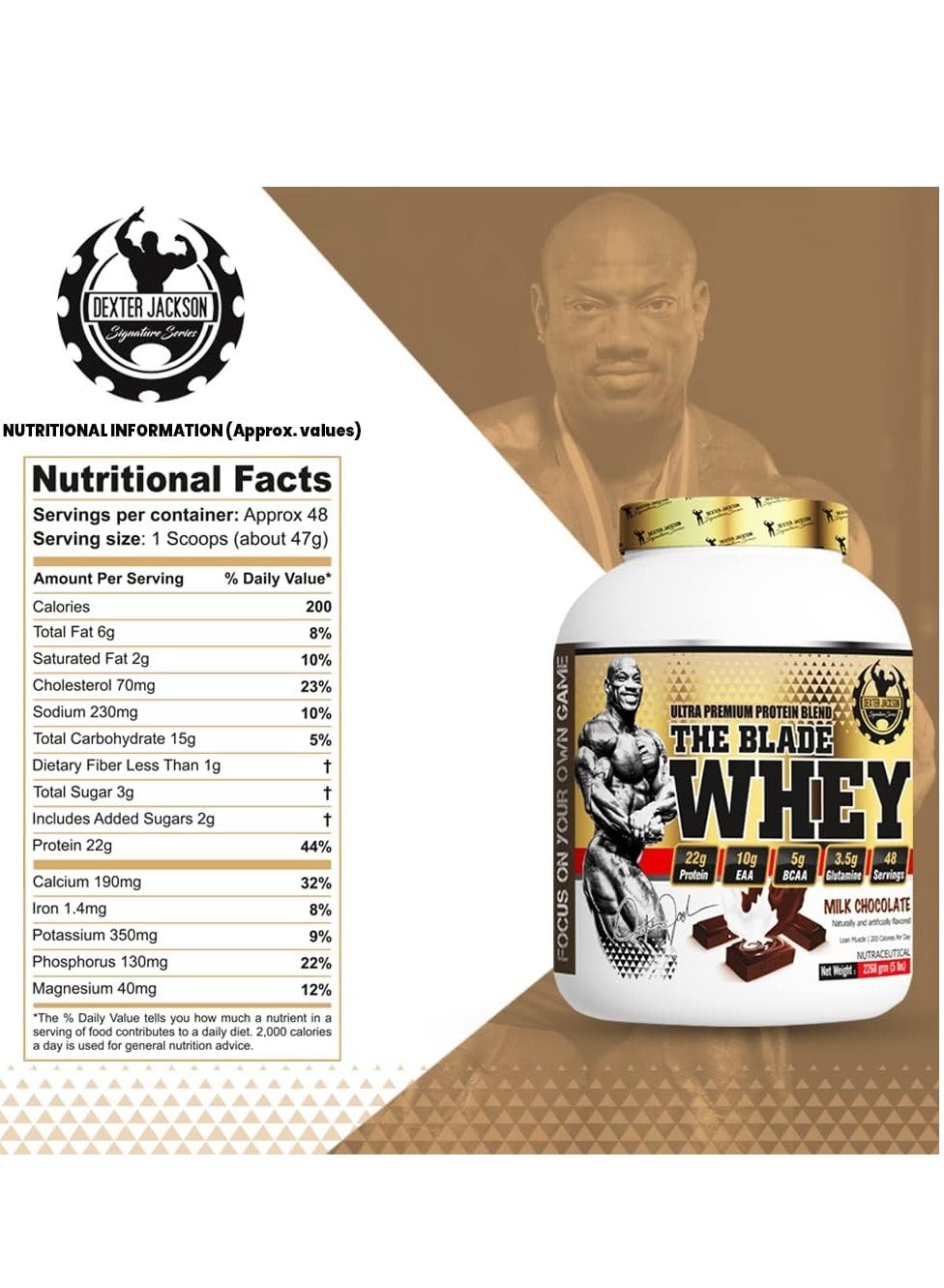 Dexter Jackson Gold Series The Blade Whey 5Lbs Milk Chocolate - Ultra Premium Protein Blend