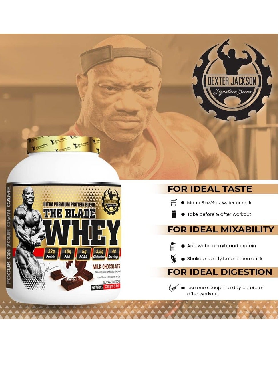 Dexter Jackson Gold Series The Blade Whey 5Lbs Milk Chocolate - Ultra Premium Protein Blend