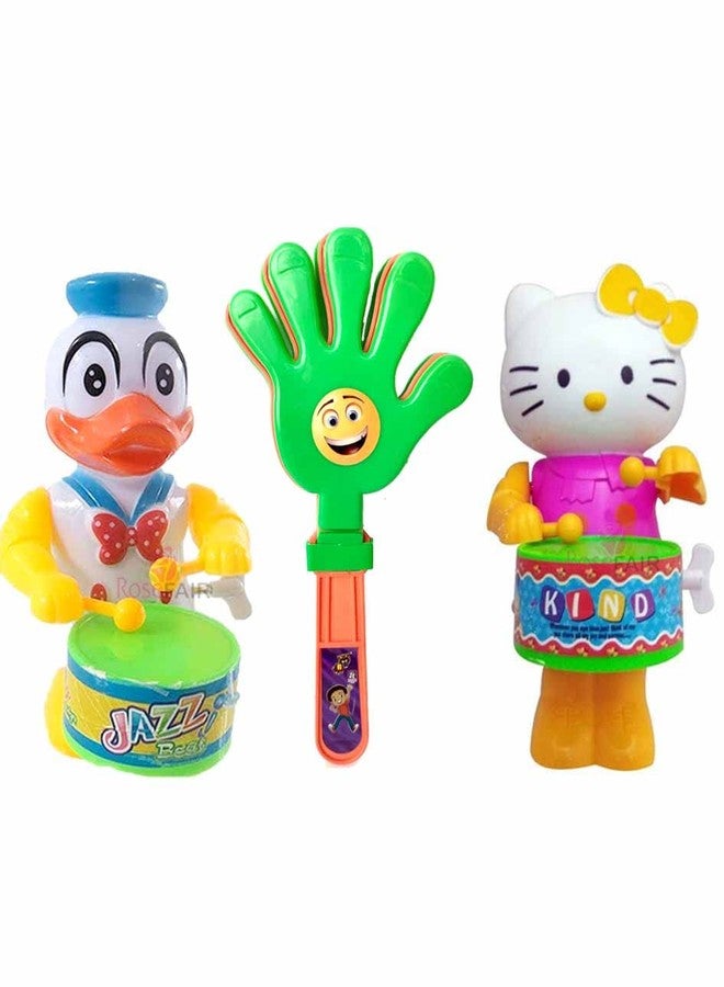 ROSEFAIR Key Operated Cute Drummer Toy with Noisemakers Favors Concert Party Cheering Props Children clap clap Your Hands Small Hands Clapping Toys for Kids (PROPS-DUCK-KITTYCAT-03) - Image 1