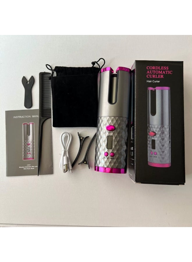 general Wireless Auto Hair Curler with Adjustable Temperature and Timer, Automatic Cordless Curling Iron with LCD Display, Portable Rechargeable Rotating Fast Heating Hair Wand for Style - Image 1