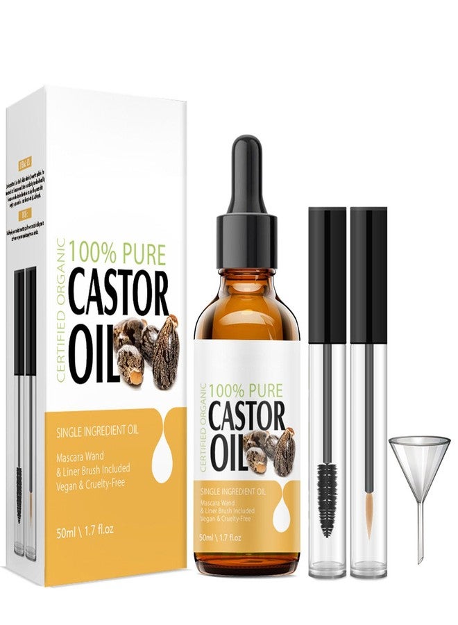 Rosarden Castor Oil for Eyelashes and Eyebrows, Eyelash Castor Oil Growth Serum with Mascara Tubes to Grow Eyelashes Fast and Thicker, Cold Pressed Organic Castor Oil for Hair Face, Skin and Body Moisturizer - Image 1