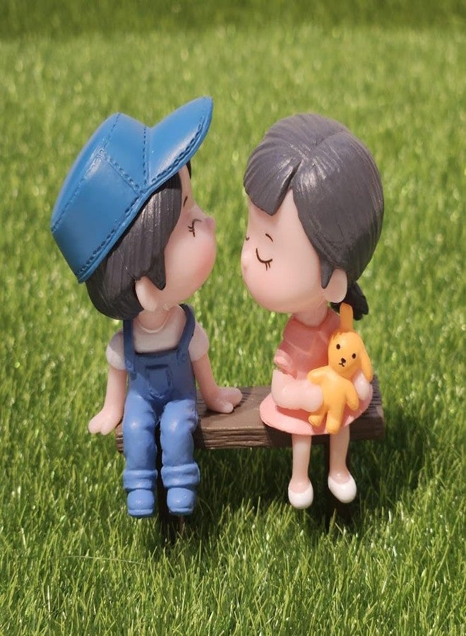 ARUNA DECOR Miniature Purple Couple Figurines, Decorative Dollhouse Accessories, Collectible Gift Set, Mini Garden Decoration (Blue Cap Couple) - Image 1