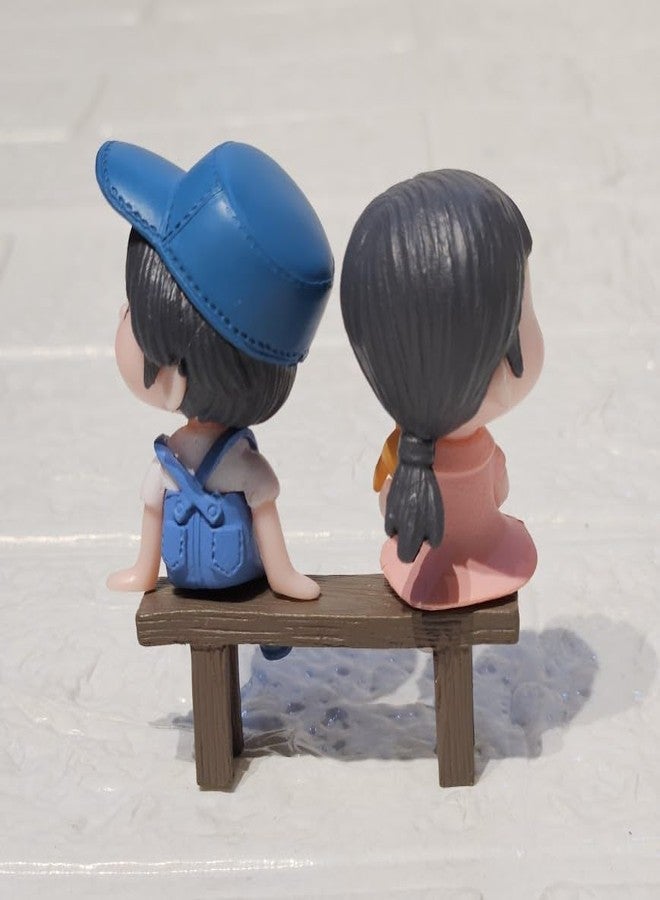 ARUNA DECOR Miniature Purple Couple Figurines, Decorative Dollhouse Accessories, Collectible Gift Set, Mini Garden Decoration (Blue Cap Couple) - Image 3