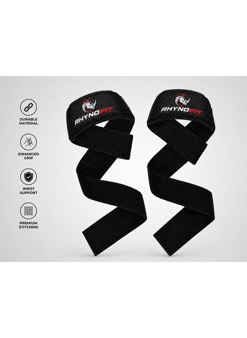 RHYNOFIT Weight Lifting Straps with Wrist Support | Non Slip Gym Wrist Wraps | 6MM Neoprene Padded Power Strap - Image 1