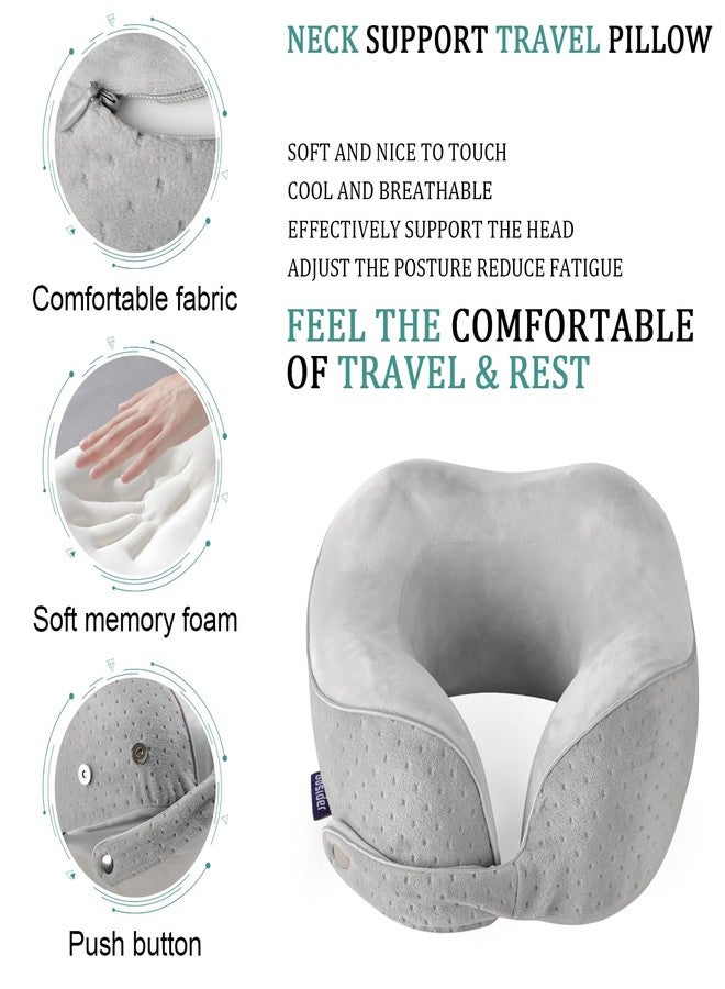 Gosider Travel Pillow Breathable Airplane Neck Pillow Memory Foam Neck Pillow for Sleeping Travel Head & Neck Support Soft Travel Pillow for Sleeping Rest Airplane Car & Home Use Grey - Image 3