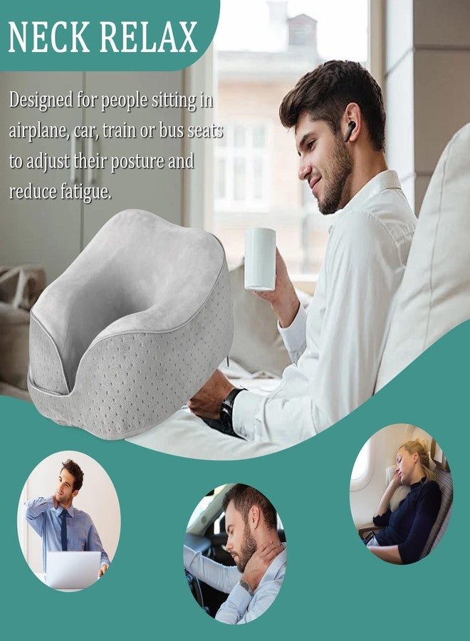 Gosider Travel Pillow Breathable Airplane Neck Pillow Memory Foam Neck Pillow for Sleeping Travel Head & Neck Support Soft Travel Pillow for Sleeping Rest Airplane Car & Home Use Grey - Image 2