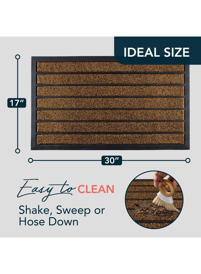 ubdyo Extra Durable Door Mat - Dirt Trapping Outdoor Welcome Mats - Non-Slip Outdoor Door Mats - Low Profile Front Door Mat - Indoor (30" x 17", Bright Brown) - Image 2