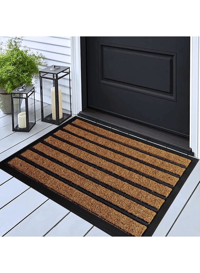 ubdyo Extra Durable Door Mat - Dirt Trapping Outdoor Welcome Mats - Non-Slip Outdoor Door Mats - Low Profile Front Door Mat - Indoor (30" x 17", Bright Brown) - Image 1