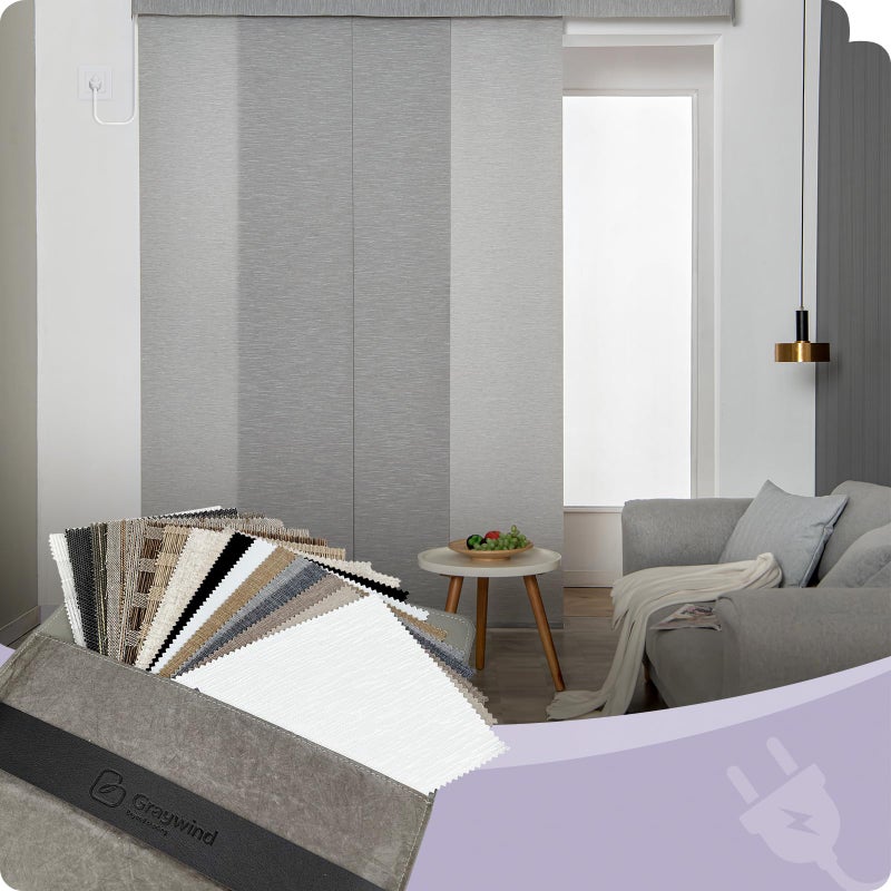 Graywind ستائر بانل زلاجة غرايويند معتمة للباب الزجاجي الخارجي عينة قماش واحدة