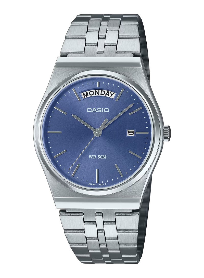 CASIO Analog Day-Date Quartz Blue Dial Stainless Steel Watch MTP-B146D-2AV-35 MM