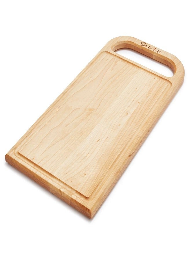 Sur La Table Everyday Cutting Board, 18 in x 9 in, Maple, Natural Maple Wood Board with Juice Grooves and Cut-Out Handle for Daily Prep, 18 in x 9 in - Image 1