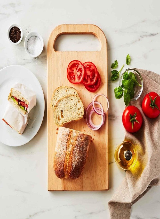 Sur La Table Everyday Cutting Board, 18 in x 9 in, Maple, Natural Maple Wood Board with Juice Grooves and Cut-Out Handle for Daily Prep, 18 in x 9 in - Image 2