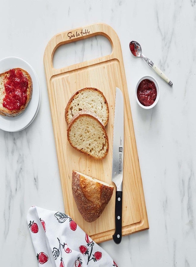 Sur La Table Everyday Cutting Board, 18 in x 9 in, Maple, Natural Maple Wood Board with Juice Grooves and Cut-Out Handle for Daily Prep, 18 in x 9 in - Image 3