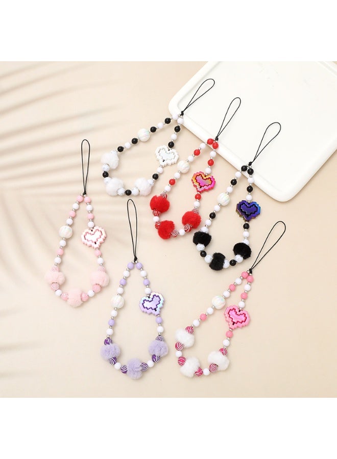 NIBEMINENT Phone Charm/ Chain Strap for Women Girls, Ball Love Cell Phone Case Lanyard Wrist Strap - Image 2